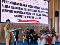 OJK SULTRA PENANDATANGANANAN KESEPAKATAN BERSAMA  SERTA LAUNCHING SATU REKENING SATU PELAJAR  DISIPLIN KEUANGAN SEJAK DINI (KEJAR PINDARA) DI KONSEL
