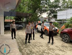 Pastikan Aman Dan Kondusif, Subsatgas Pengamanan Objek Laksanakan Patroli Di Kantor KPU Dan Bawaslu Sultra. 