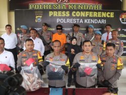 Konferensi Pers Polresta Kendari Ungkap Motif Ketersinggungan di Balik Kasus Pembunuhan di Salah Satu Hotel