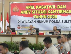 Wakapolda Sultra Pimpin Apel Kasatwil dan Anev Kamtibmas Jajaran Polda Sultra