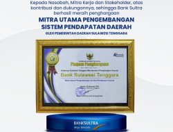 Perkuat Ketahanan Fiskal Daerah, Bank Sultra Raih Penghargaan “Mitra Utama Pengembangan Pendapatan Daerah” pada Bapenda Fest 2025