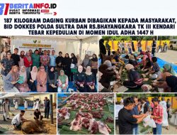 187 Kilogram Daging Kurban Dibagikan kepada Masyarakat, Bid Dokkes Polda Sultra dan RS.Bhayangkara TK III Kendari Tebar Kepedulian di Momen Idul Adha 1447 H