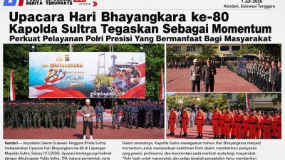 Upacara Hari Bhayangkara ke-80, Kapolda Sultra Tegaskan Sebagai Momentum Perkuat Pelayanan Polri Presisi Yang Bermanfaat Bagi Masyarakat