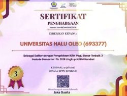 UHO Raih Peringkat Ketiga Pengelolaan IKPA Kategori Pagu Besar dari KPPN Kendari