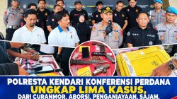 Polresta Kendari Konferensi Perdana Ungkap Lima Kasus, dari Curanmor, Aborsi, Penganiayaan,sajam, hingga Senjata Api Rakitan